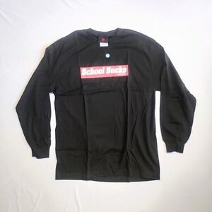 Serial Killer School Sucks Long Sleeve TShirt Black Skater SZ L Y2K VTG 90s NOS